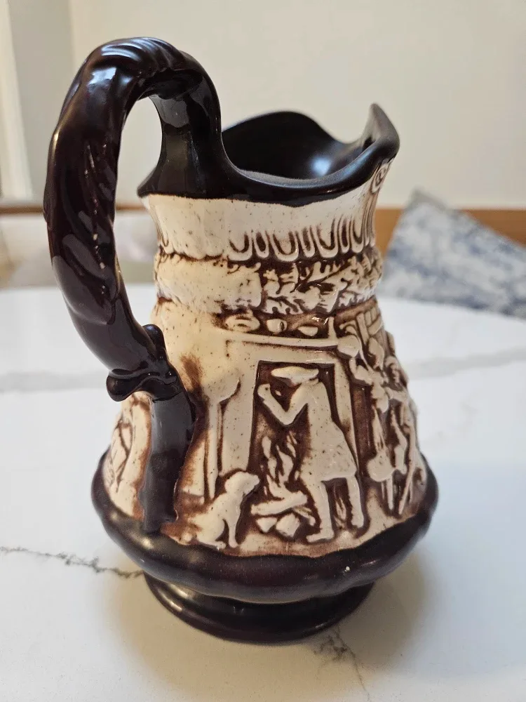 Vintage Handmade Ceramic Pitcher Cottagecore Christmas image indicator(5)