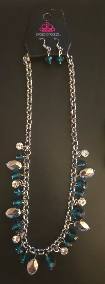 Paparazzi Silver & Blue Jewelry Set