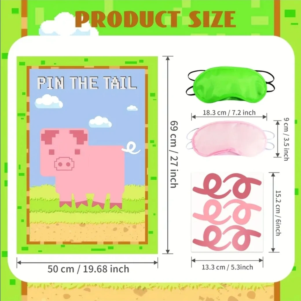 Pin the Tail Game Pixel Pig Minecraft - photo 3