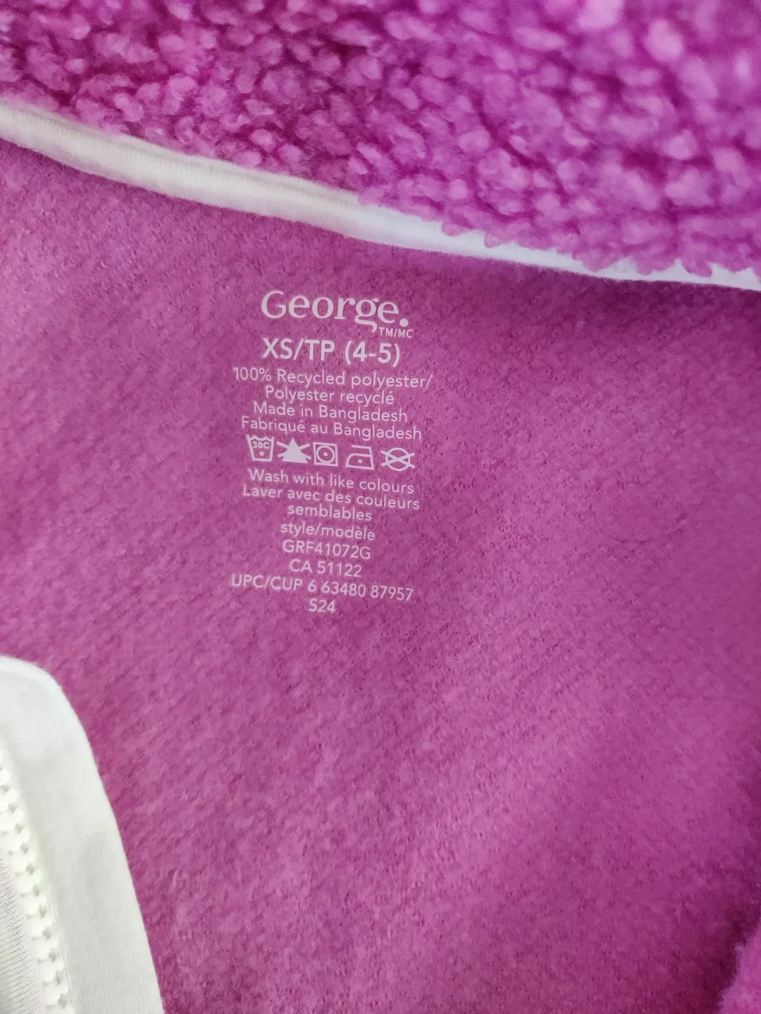 George Kids Pink Sherpa Jacket XS (4-5) image indicator(2)
