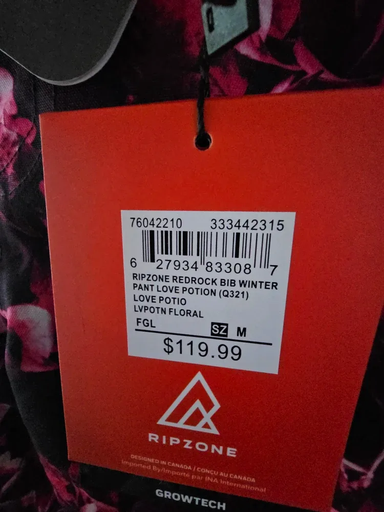 Ripzone Redrock Bib Winter Pant - Love Potion Floral, Size M image indicator(3)