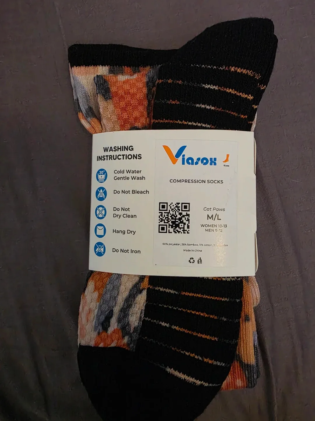 Viasox Compression Socks M/L Cat Paws image indicator(2)