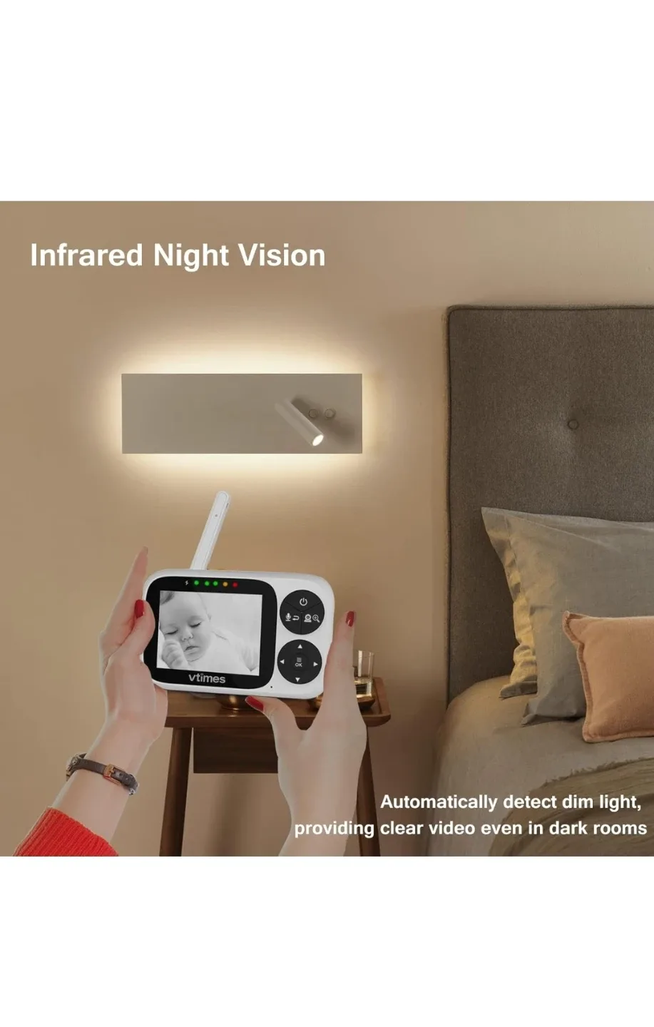 NewVideo Baby Monitor with 1 Camera, 3.2" IPS Screen image indicator(4)