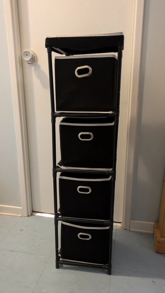 Black 4-Drawer Fabric Storage Tower