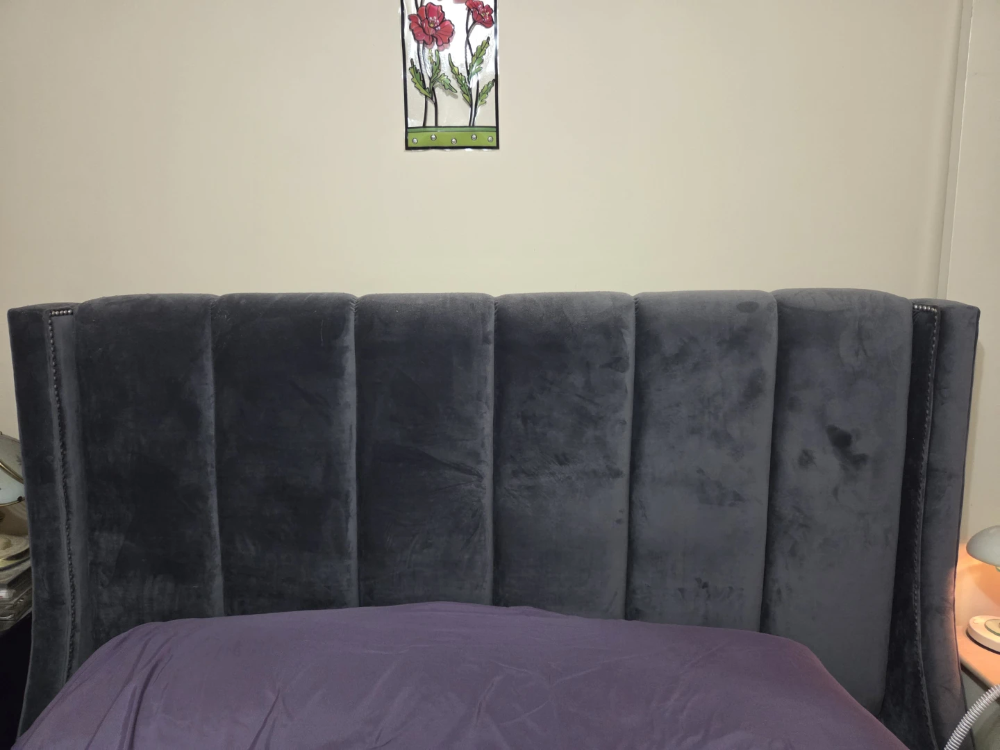 Grey Velvet Headboard