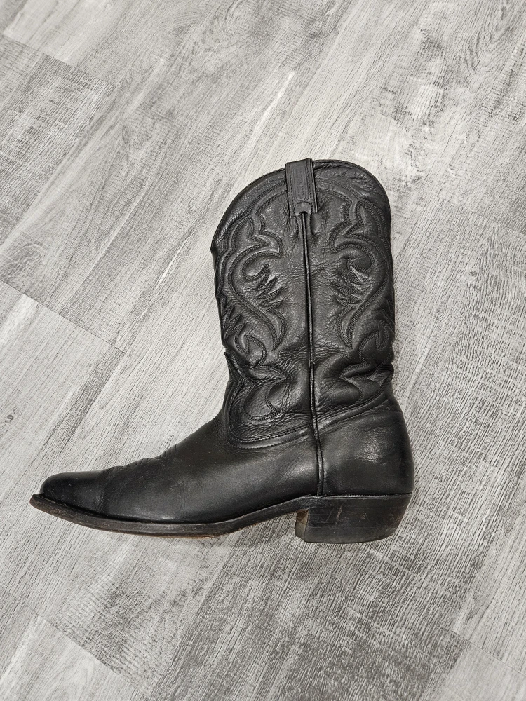 Men's Black Leather Cowboy Boots, Size 9.5 - photo 2