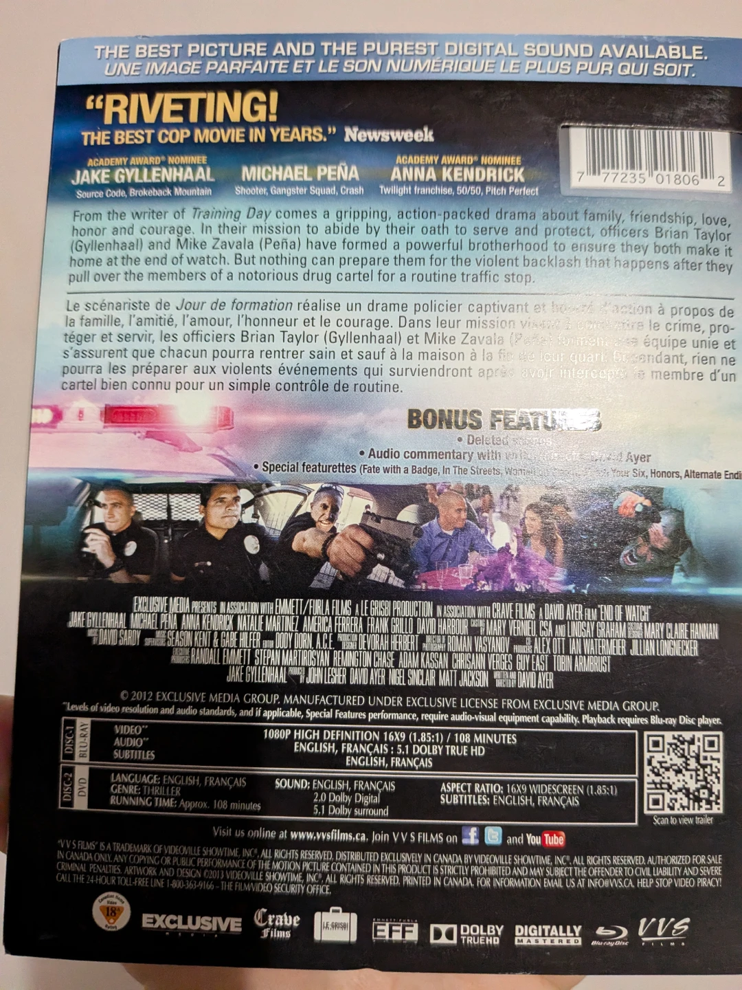 NEW End of Watch Blu-Ray + DVD Pac SEALED - photo 2