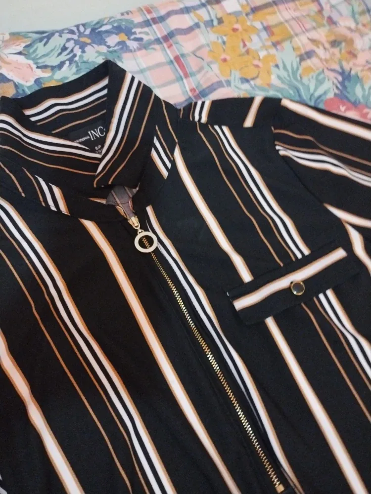 INC International Concepts Striped Quarter-Zip Top - S image indicator(2)