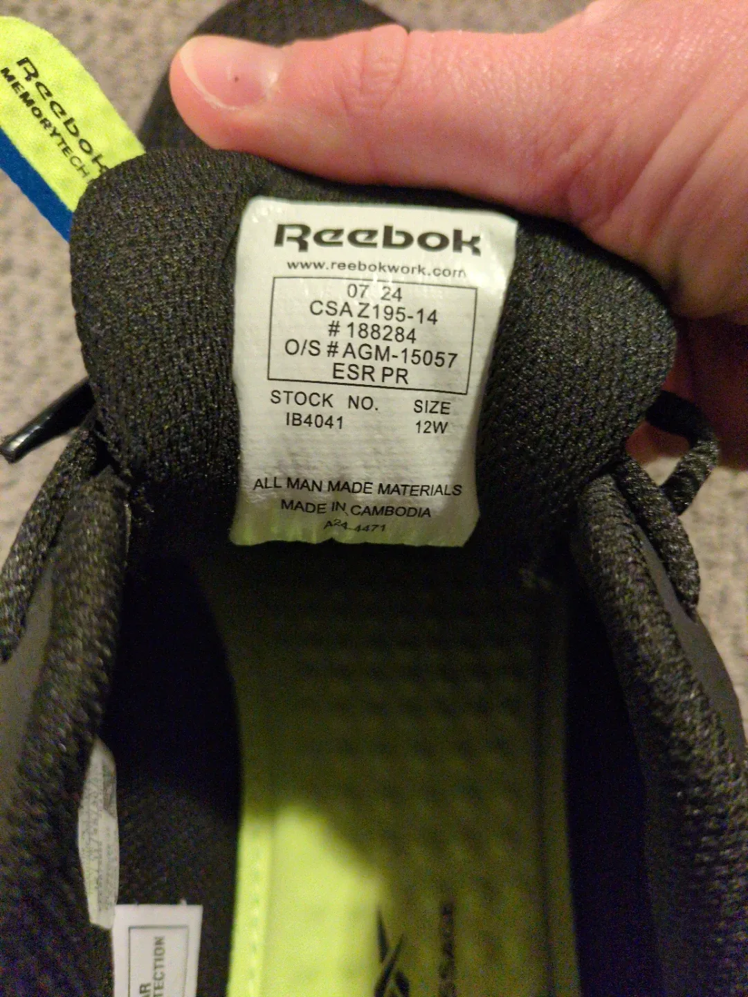 Reebok Work CSAZ195-14 Black Shoes - Size 12W image indicator(4)