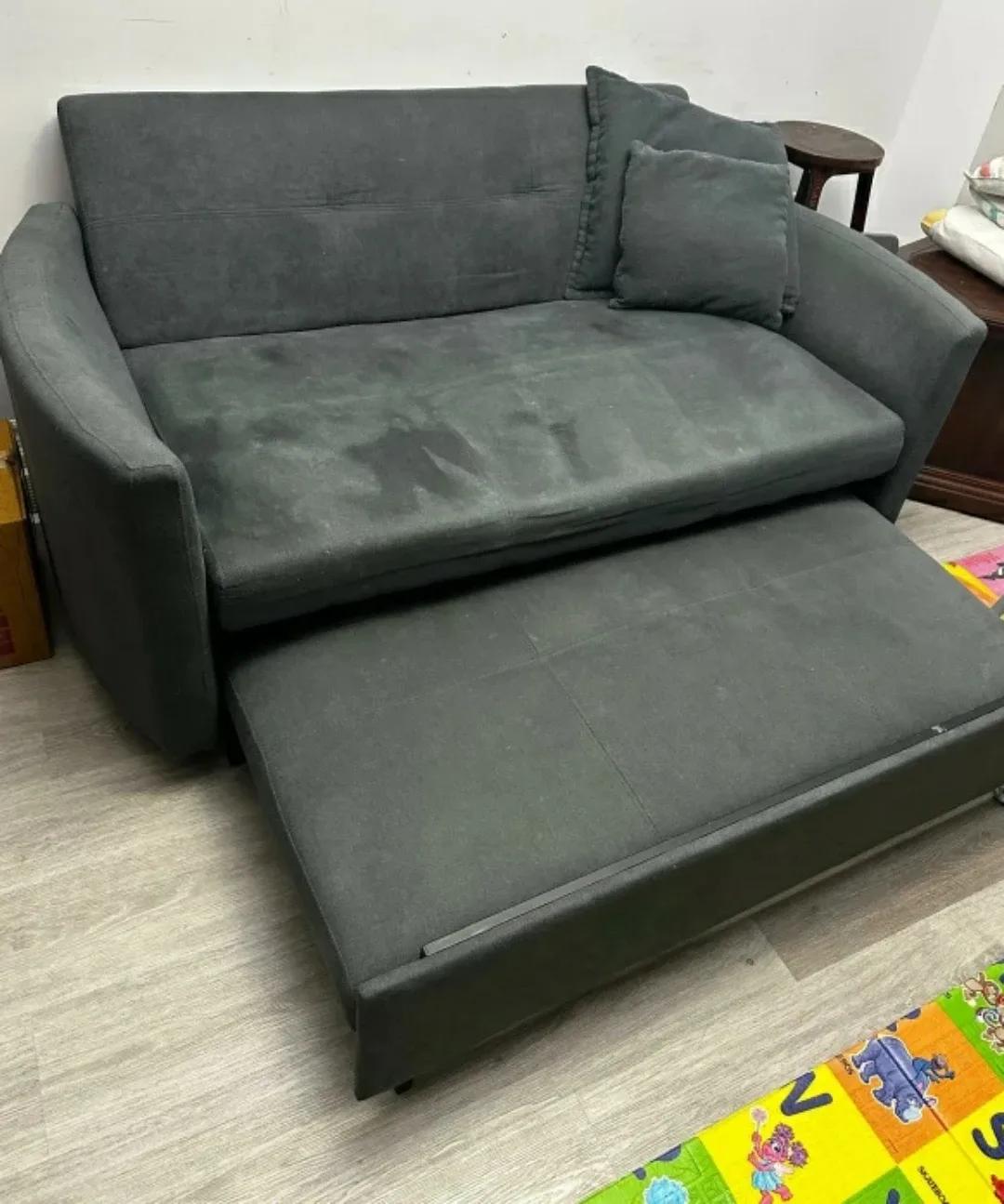 Grey Sofa Bed with Pillows