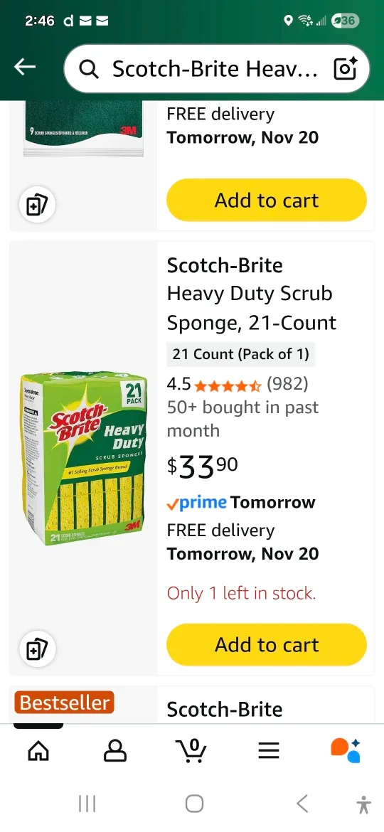 Scotch-Brite Heavy Duty Scrub Sponges, 21-Count