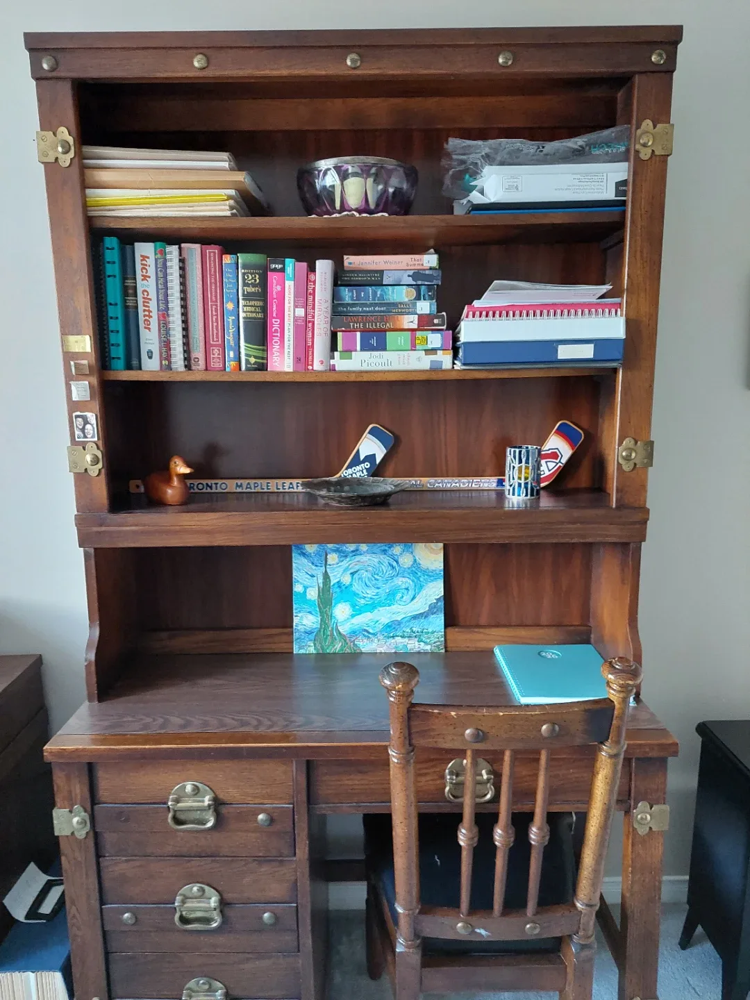 Wooden Desk with Hutch and Chair image indicator(3)
