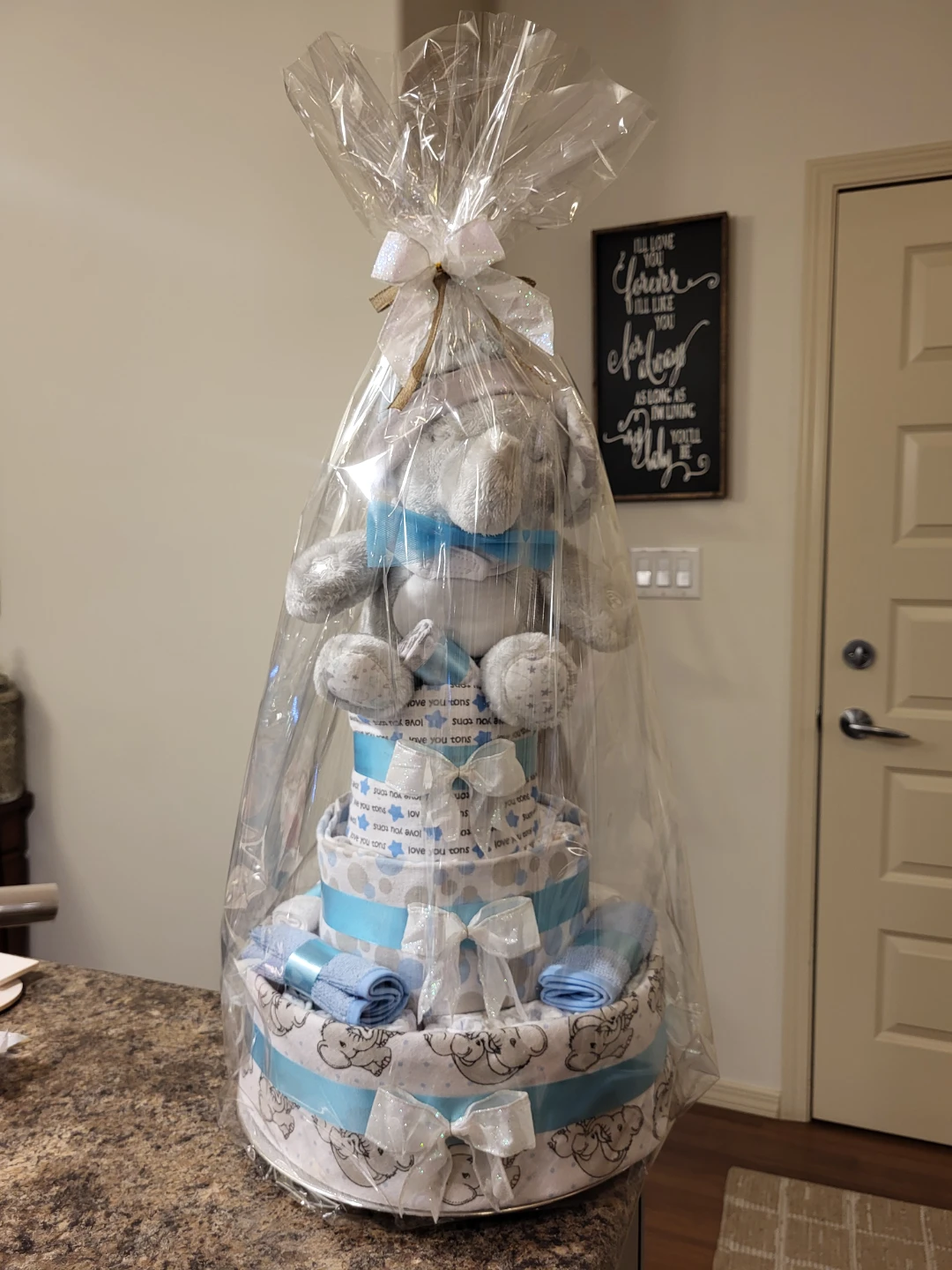 Baby Diaper Cake with Plush Elephant Topper - photo 2