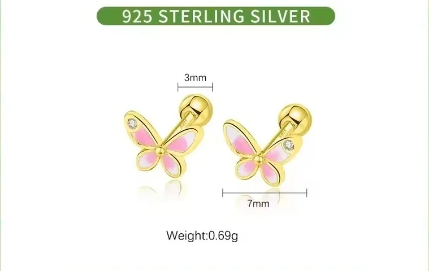 925 Sterling Silver Butterfly Stud Earrings