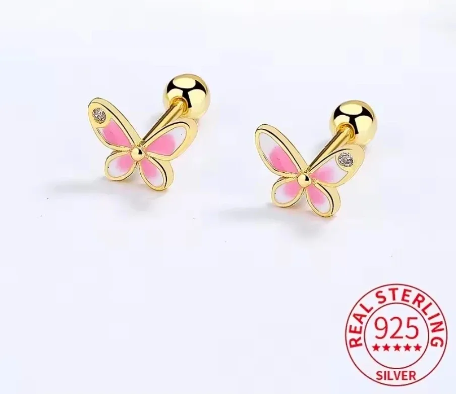 925 Sterling Silver Butterfly Stud Earrings image indicator(2)