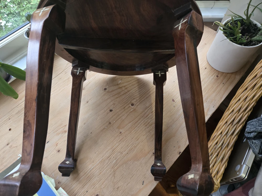 Dark mahogany side table with ivory inlay - photo 2