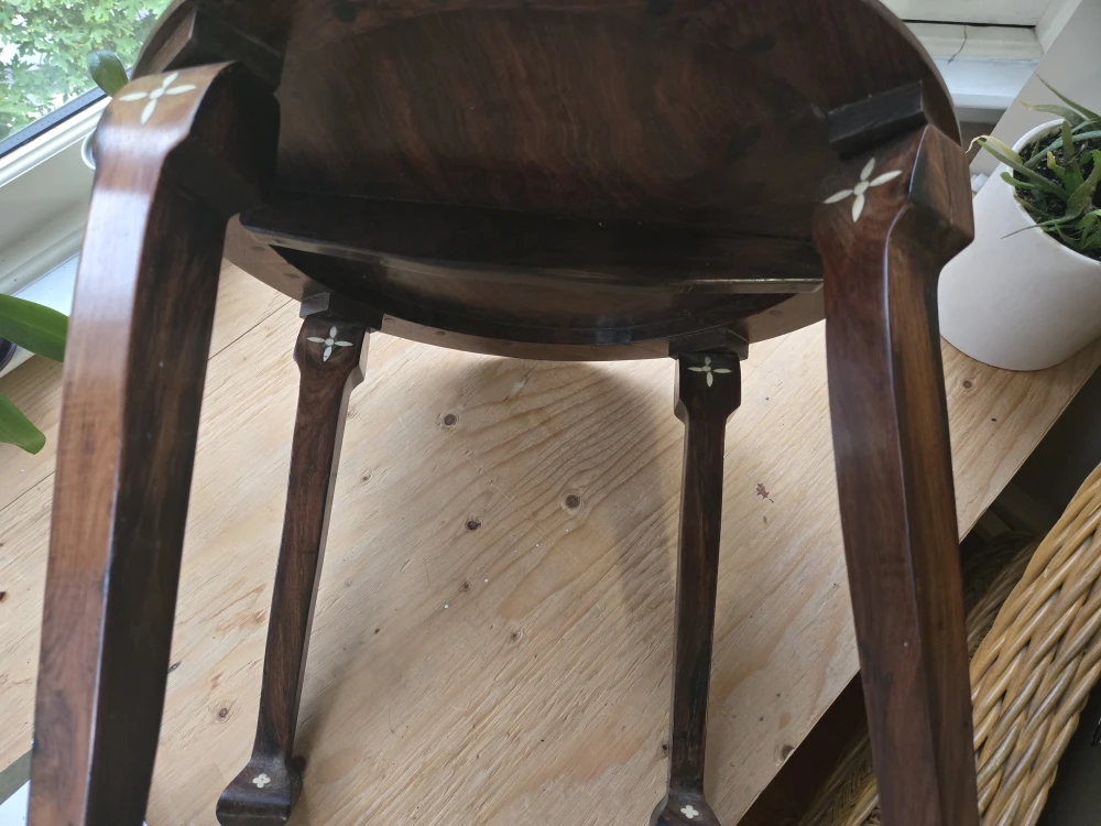 Dark mahogany side table with ivory inlay - photo 3