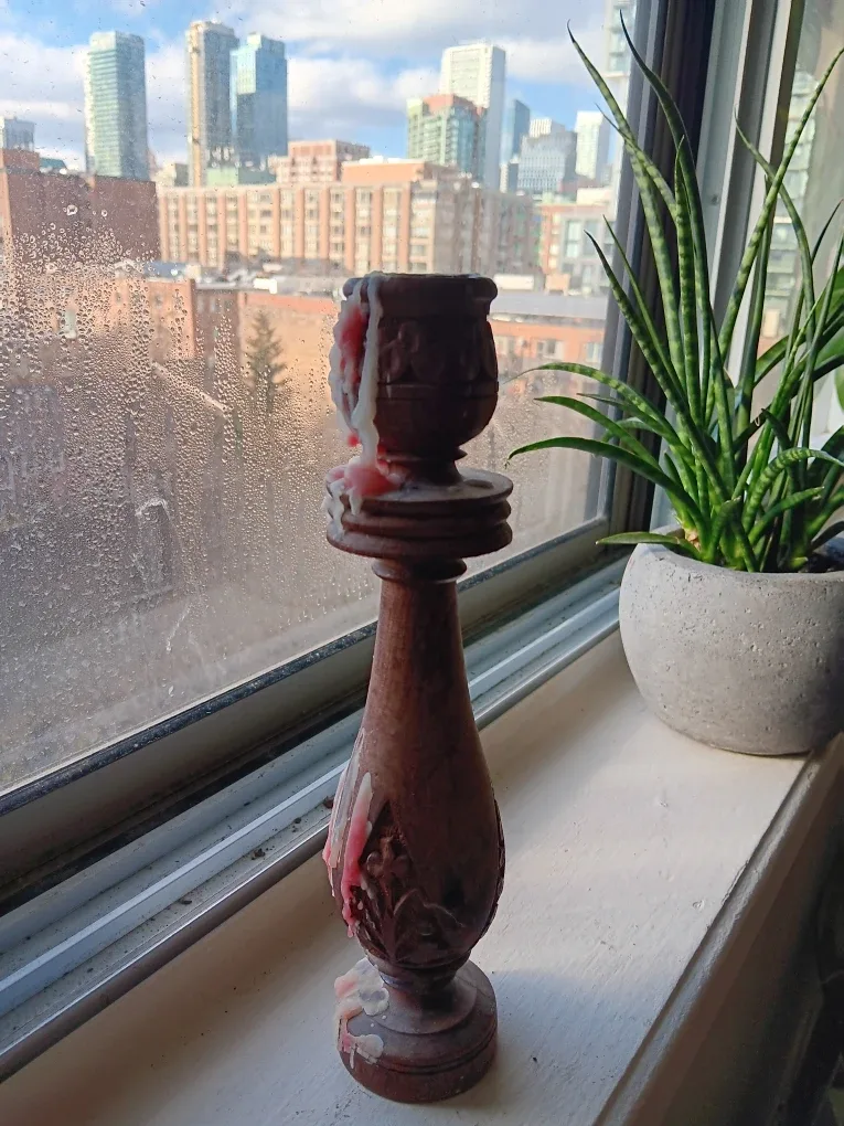 Wooden indian Candle Holder