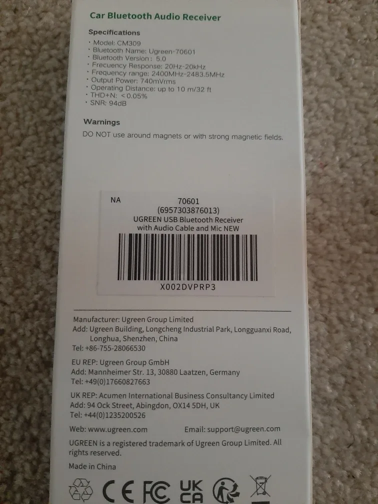 New UGREEN 70601 USB Bluetooth Receiver image indicator(2)