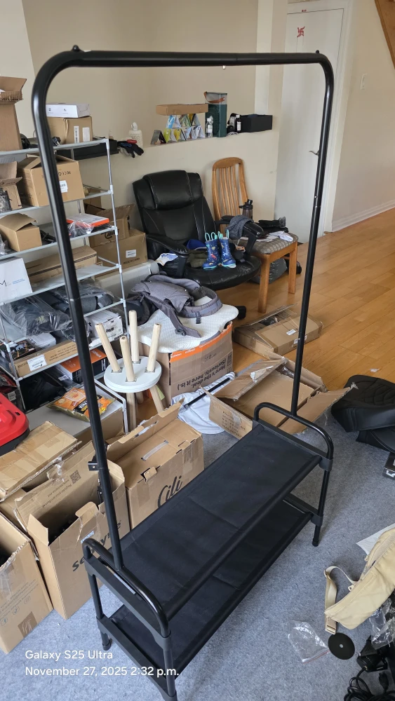 Black Clothing Rack with Shoe Storage - photo 2