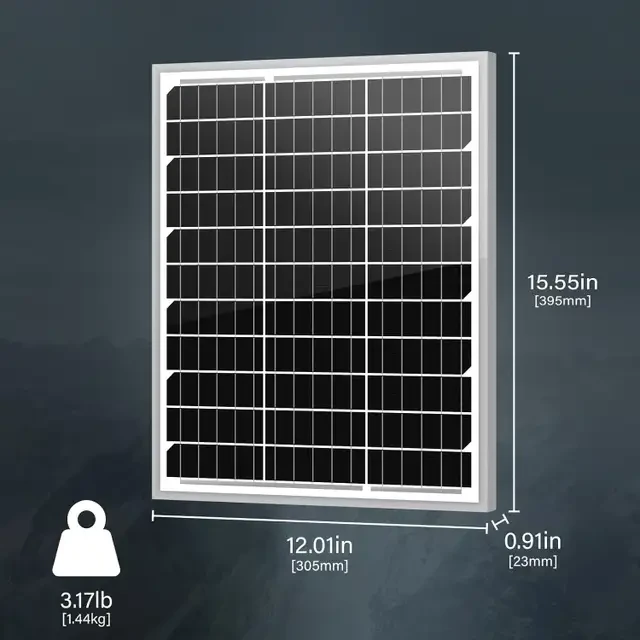 Newpowa 20W 12V Solar Panel Monocrystalline PV Module - photo 2