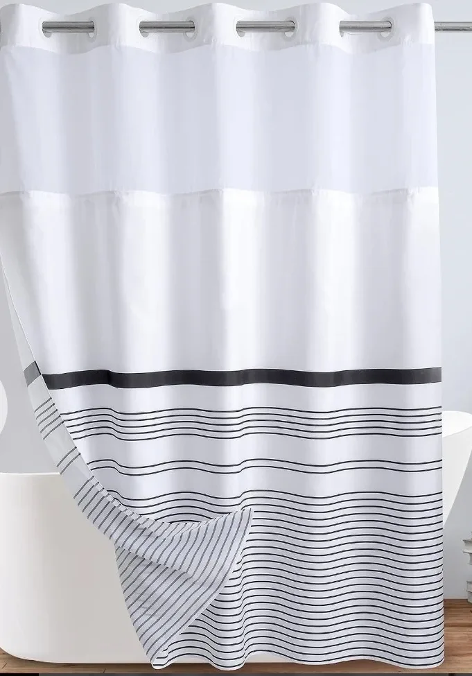 KONZENT Shower Curtain - Grey/White, 71" x 84", New image indicator(2)