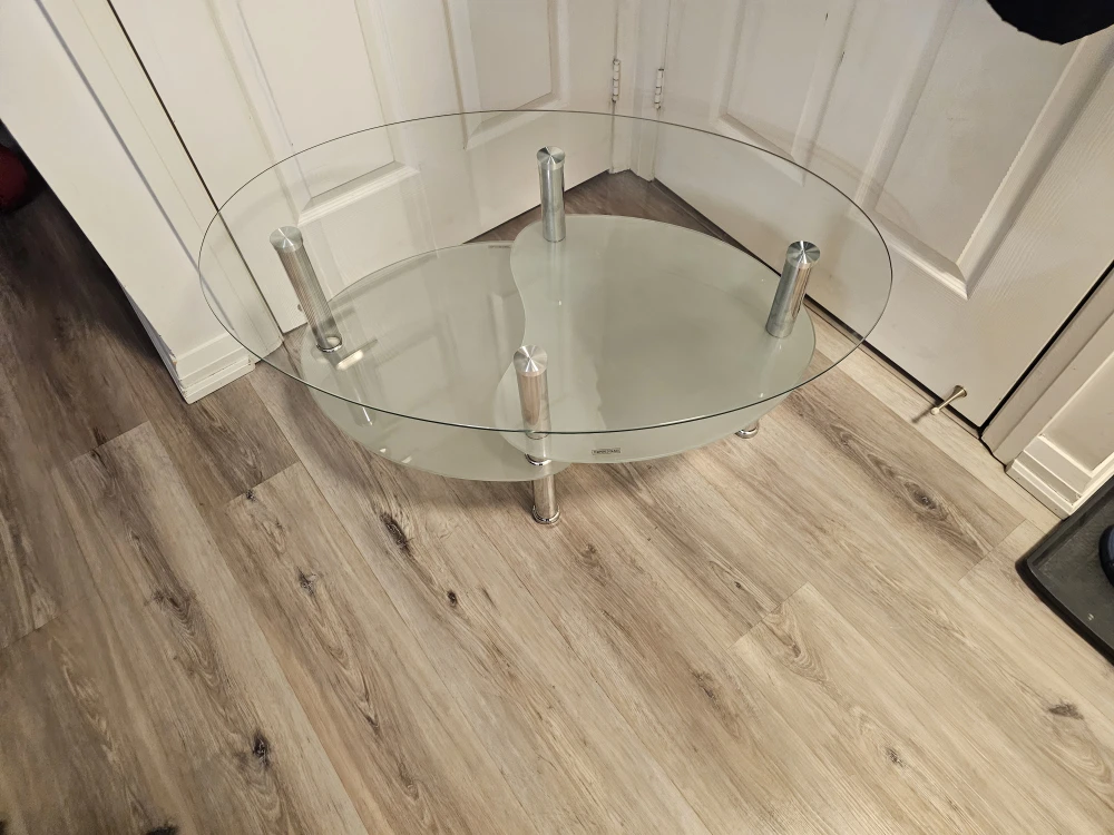 Glass Oval Coffee Table with Chrome Legs - photo 5