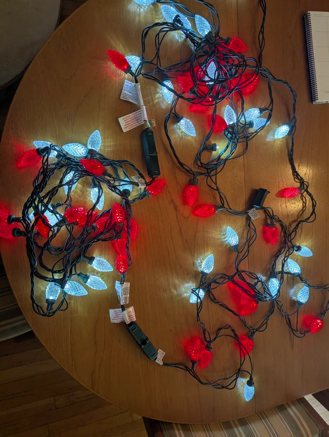 3 strings outdoor  Red and White Christmas Lights