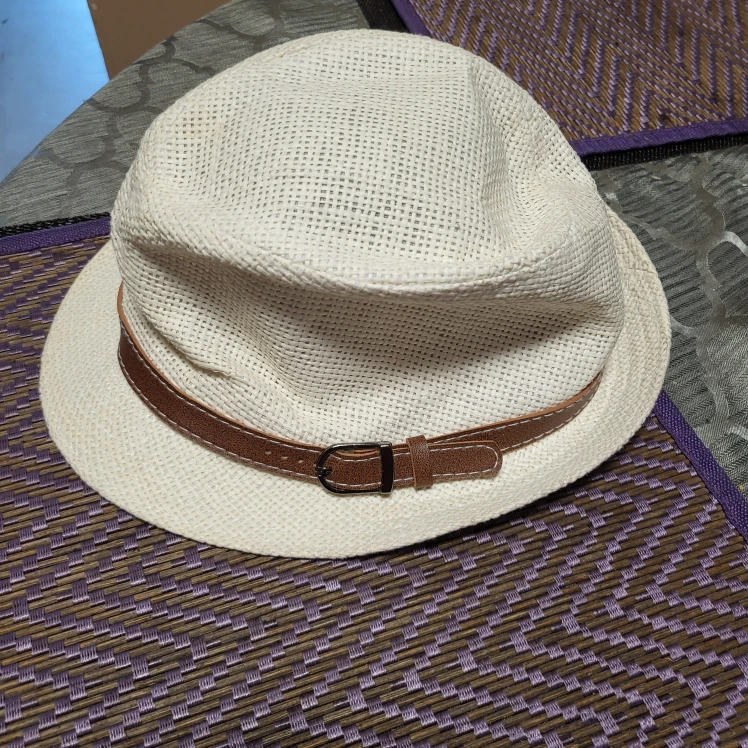 White Fedora Hat with Brown Band - photo 2