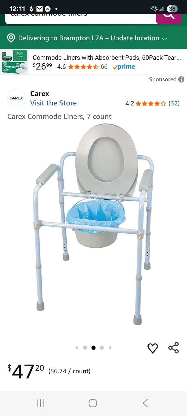 Carex Commode Liners - 7 Disposable Liners image indicator(3)