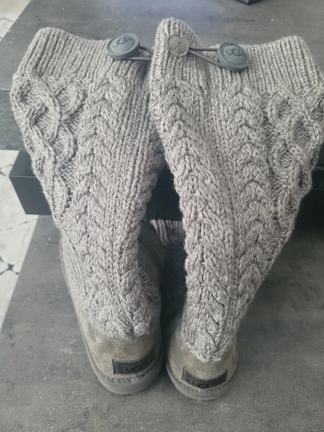 UGG Classic Cardy Cabled Knit Boots - Grey image indicator(4)