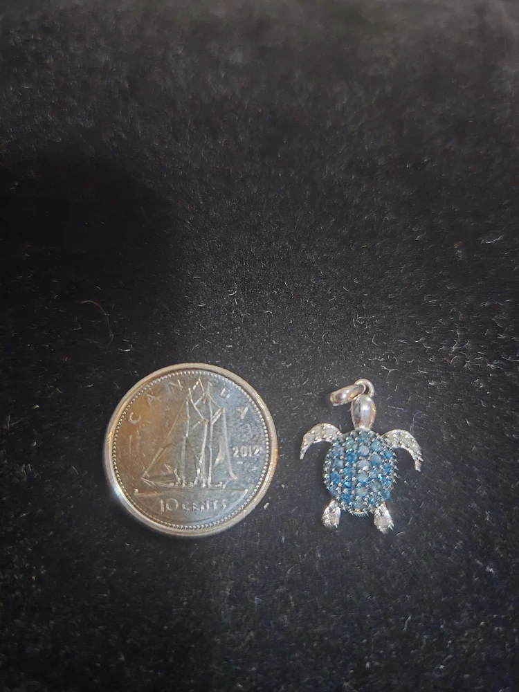 Turtle Pendant with natural blue diamonds - photo 3