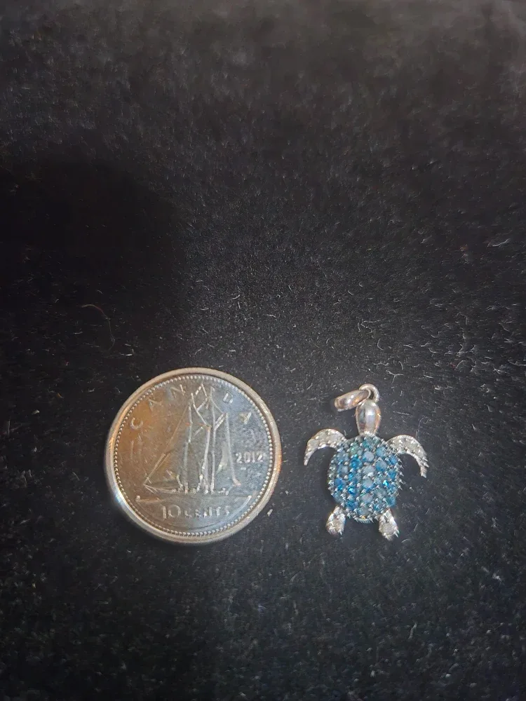 Turtle Pendant with natural blue diamonds image indicator(3)