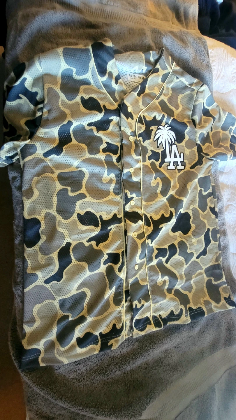 Retrofit Los Angeles Dodgers Camo Baseball Jersey - XL