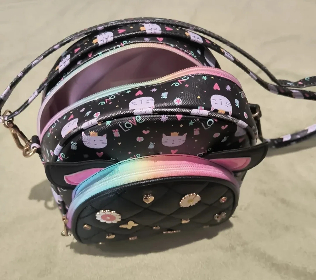 Cute Cat Print Mini Backpack image indicator(2)