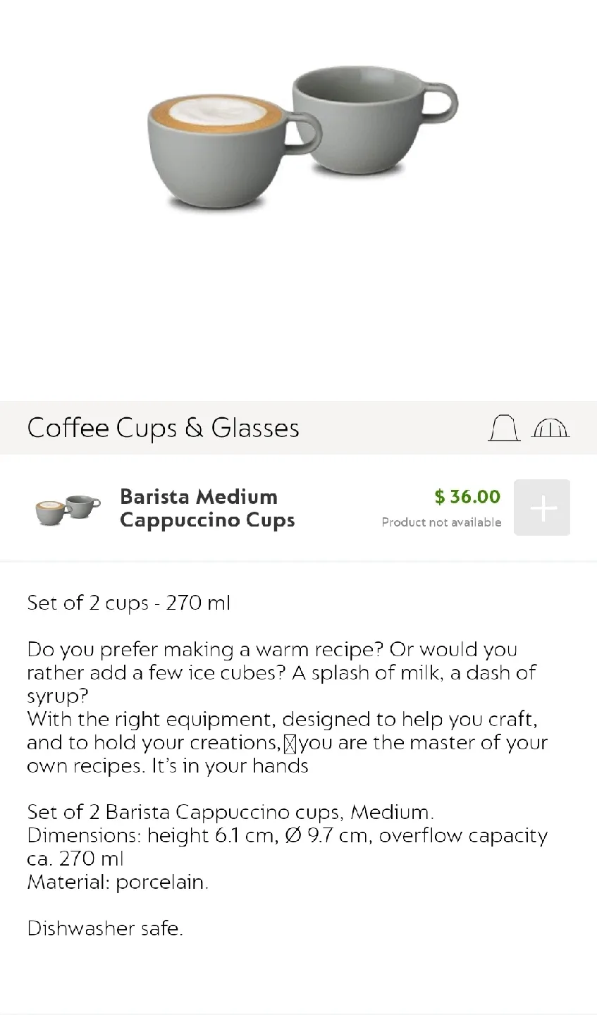 New Nespresso Barista Cappuccino Cups - set of 2 image indicator(2)