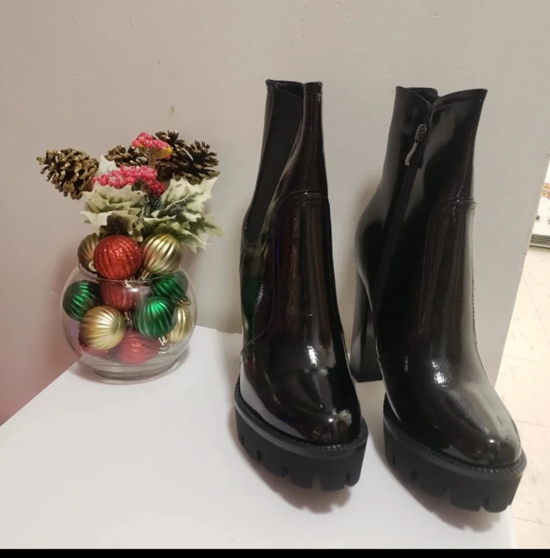 Brand new Black Women's  patent leather ankle boots for sale $69 image indicator(4)