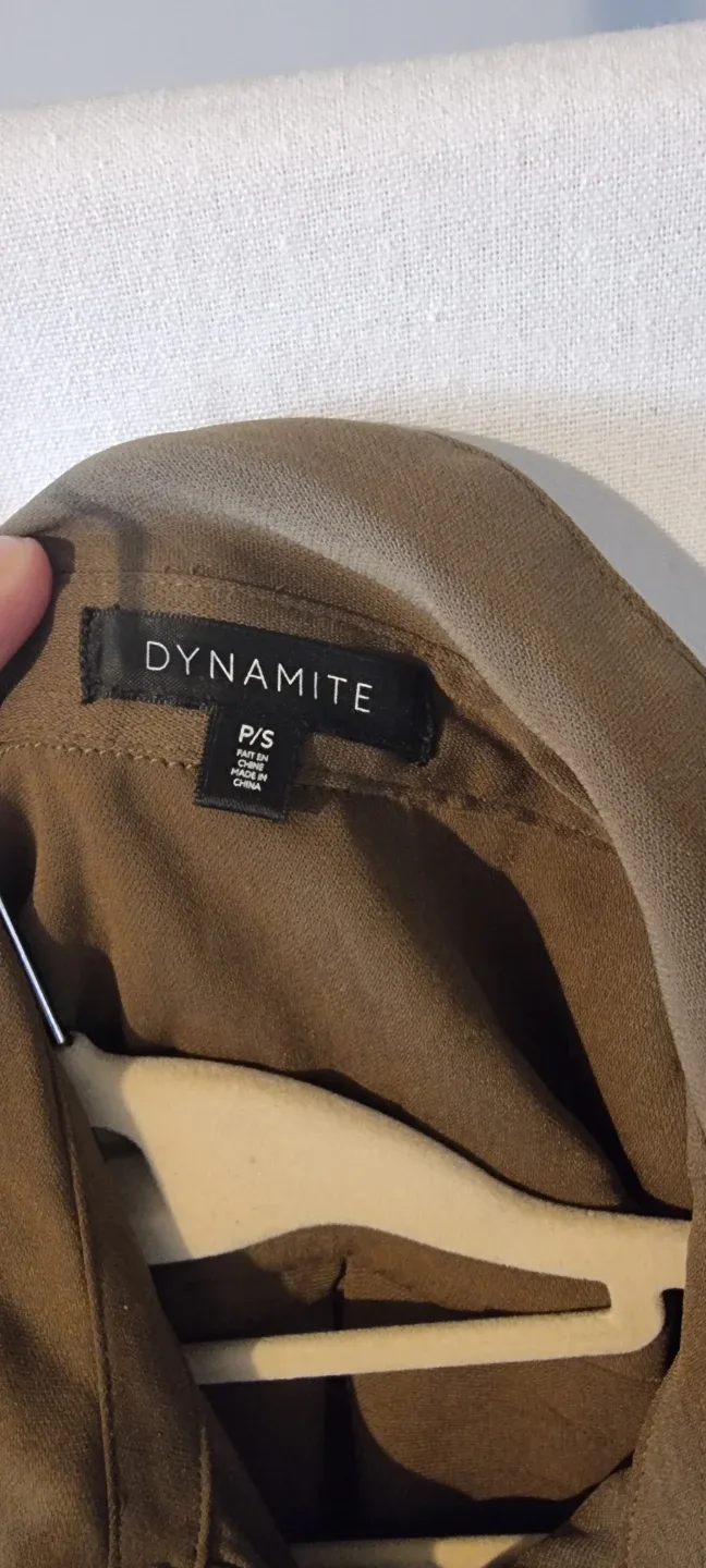 Dynamite Olive Green Shirt Dress - Size Small image indicator(3)