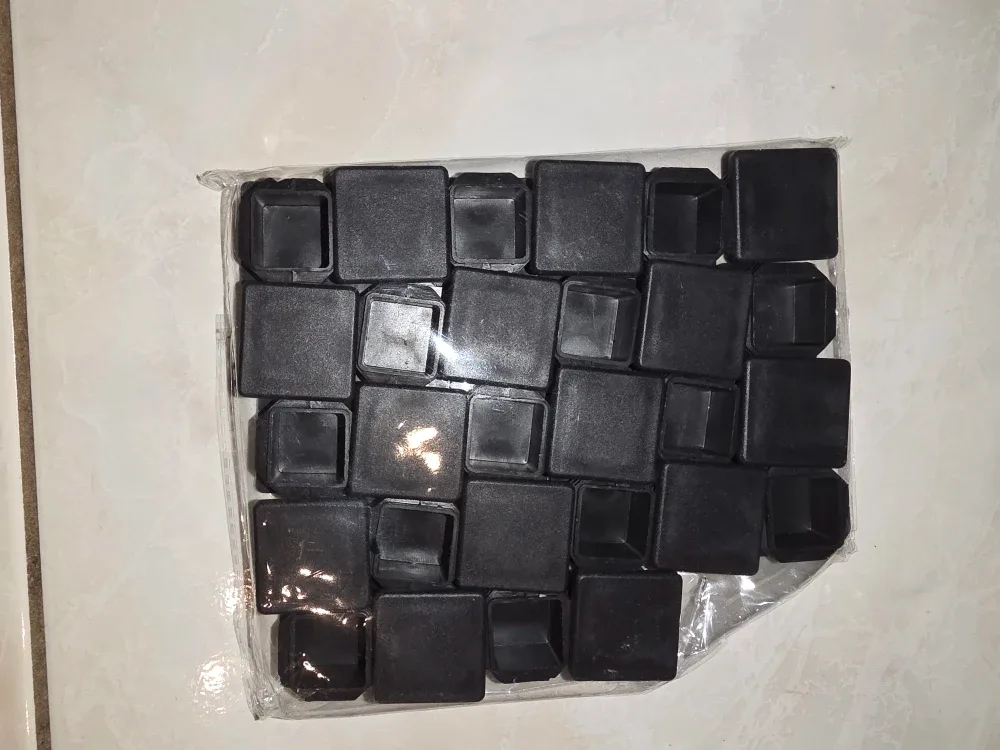 Black Square Furniture Leg Caps - New thumbnail