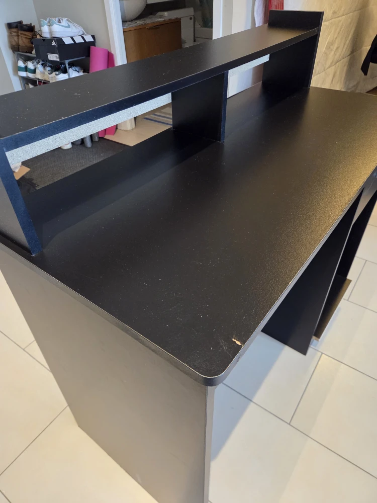 Black Computer Desk with Hutch & Drawer - photo 4