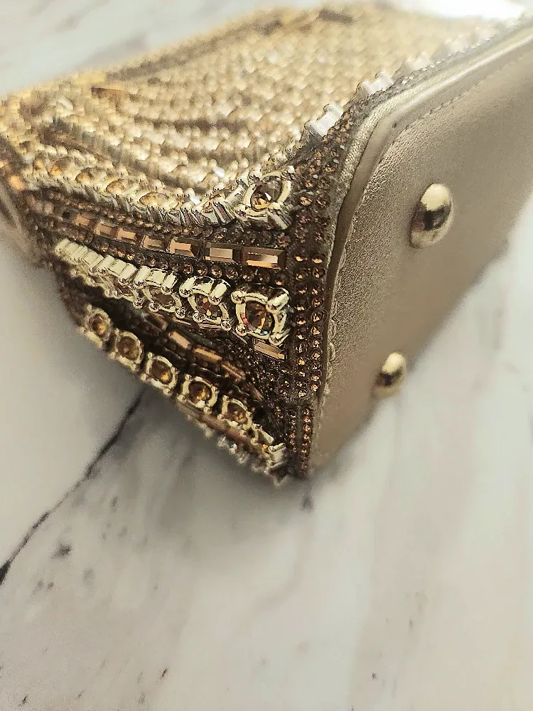 Brand New HTP Gold Beaded Clutch purse or handbag image indicator(2)