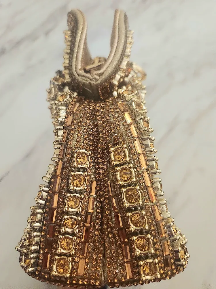 Brand New HTP Gold Beaded Clutch purse or handbag image indicator(3)