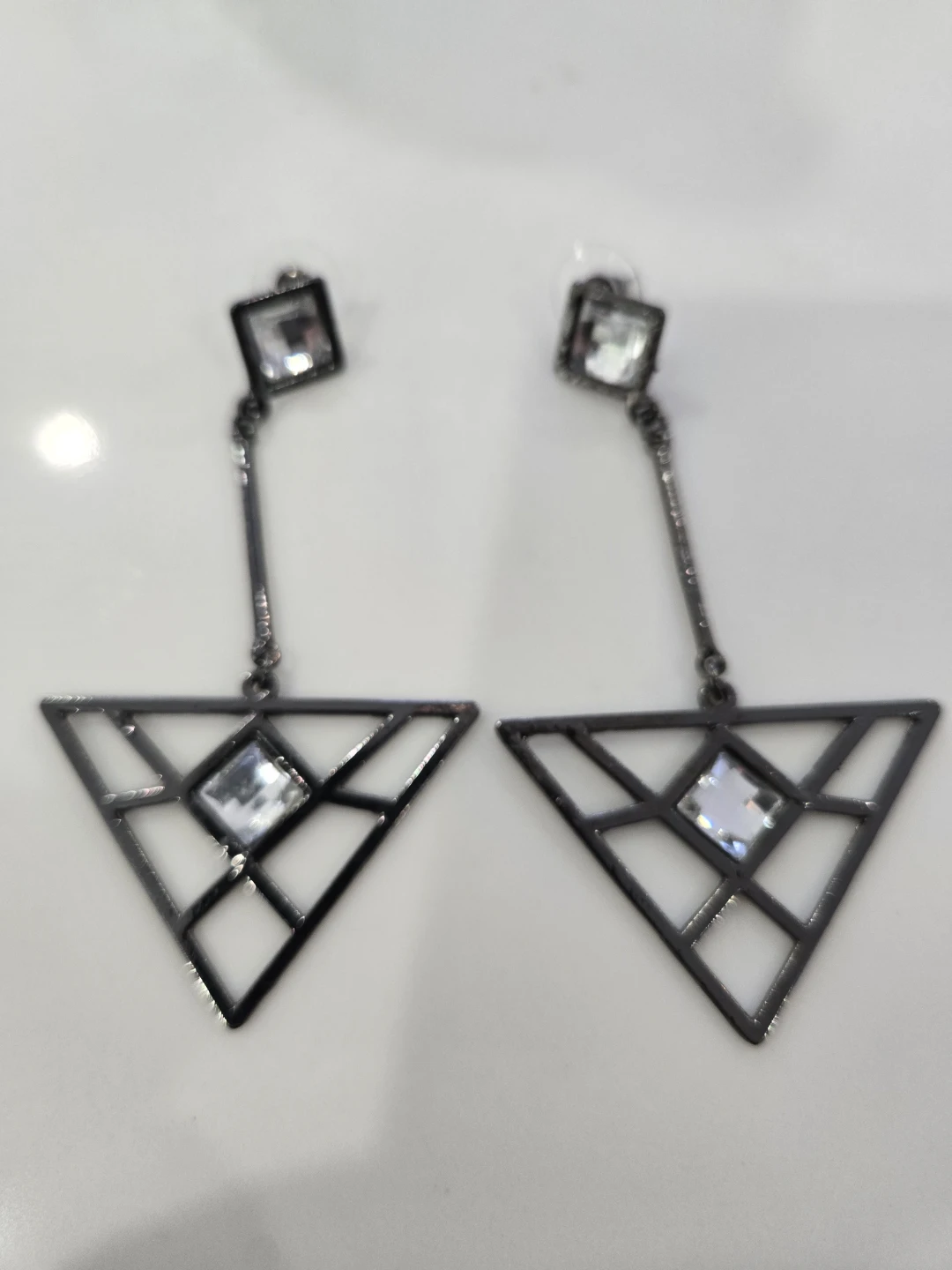 Geometric Dangle Earrings - Silver - photo 2