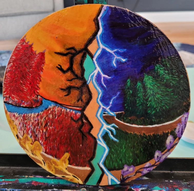 Acrylic Art on Wood Circle - photo 2