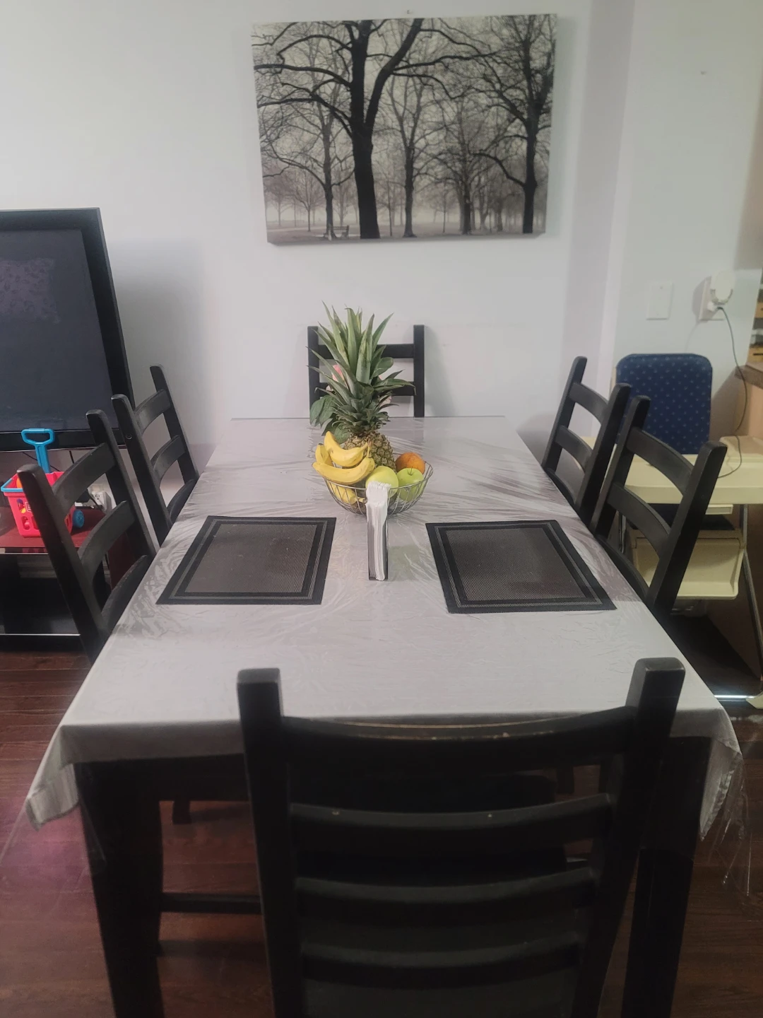 Dining Table with 6 Chairs - Black