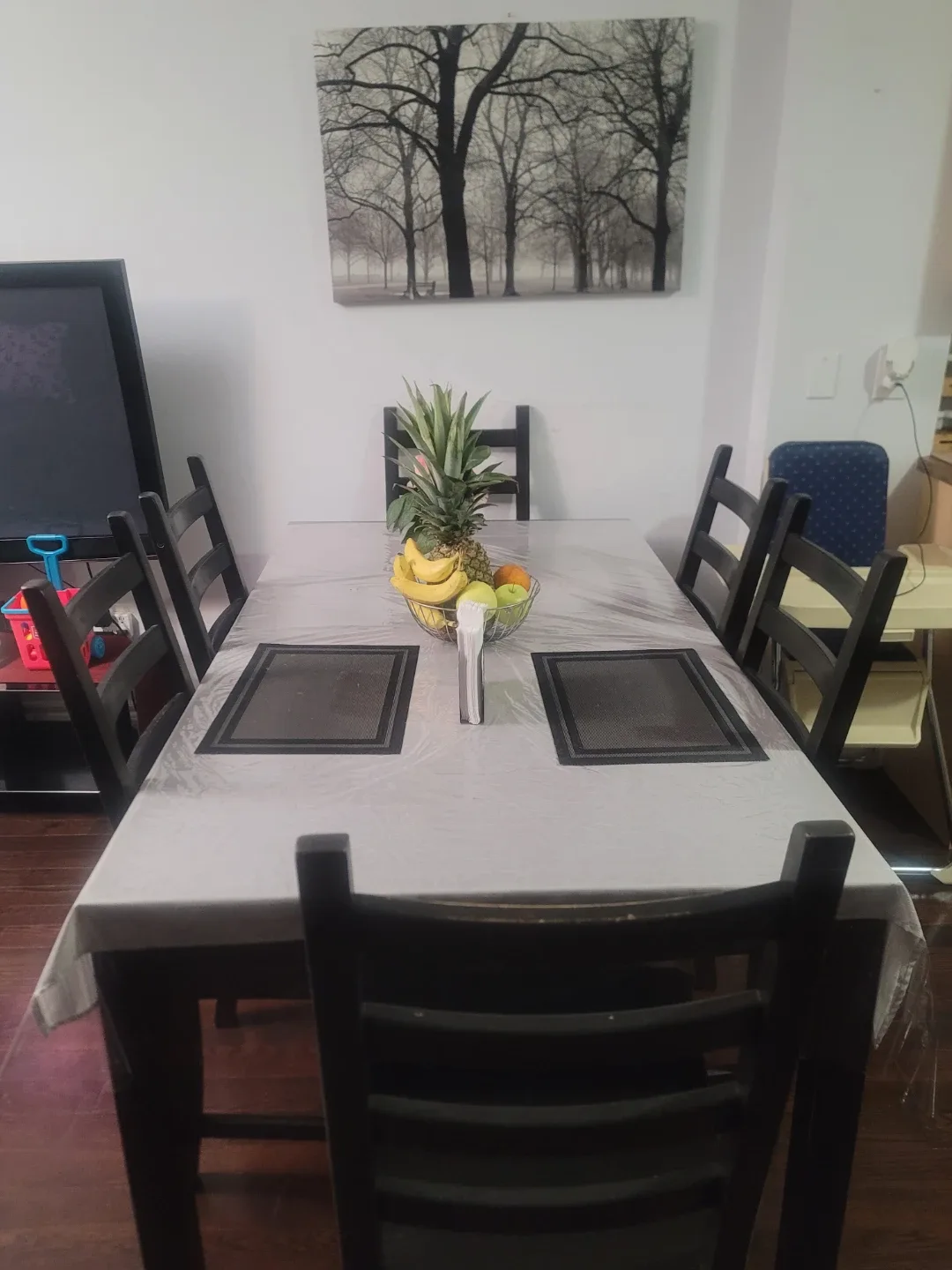 Dining Table with 6 Chairs - Black thumbnail