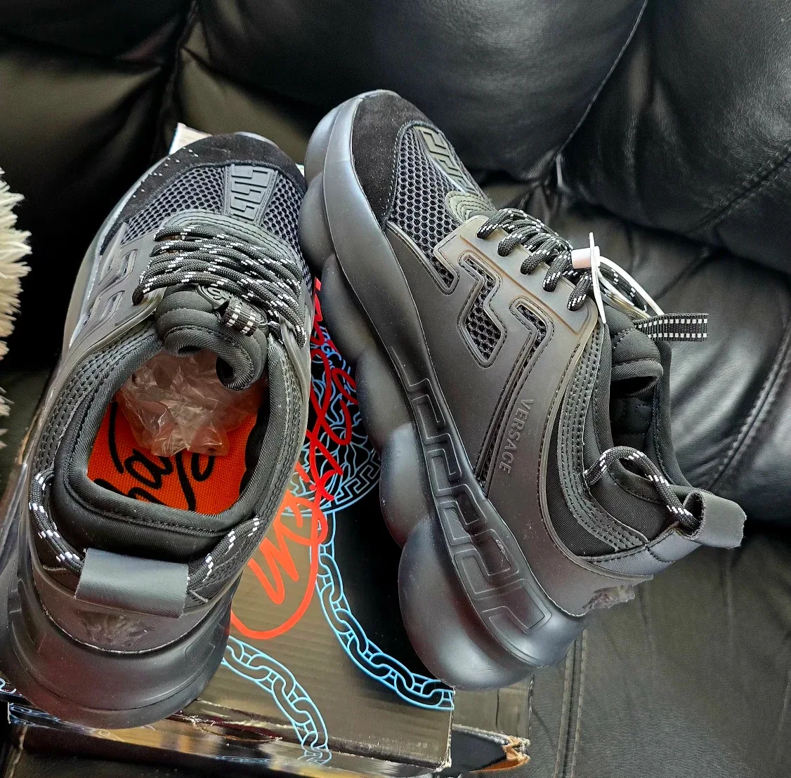 Brand new Versace Chain Reaction Triple Black Made in Italy 🇮🇹 image indicator(10)