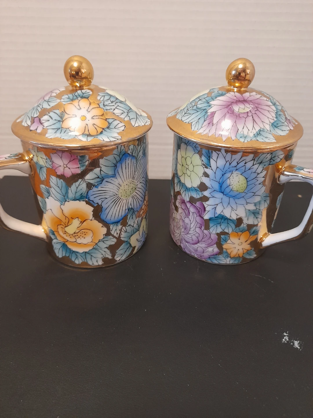 Floral Tea Cups with Lids - Set of 2 - photo 2
