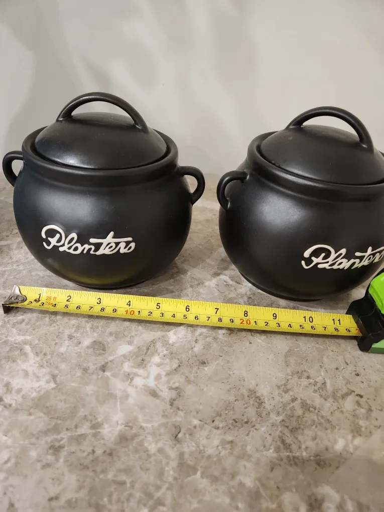 Planters Black Ceramic Jar with a tight lid.