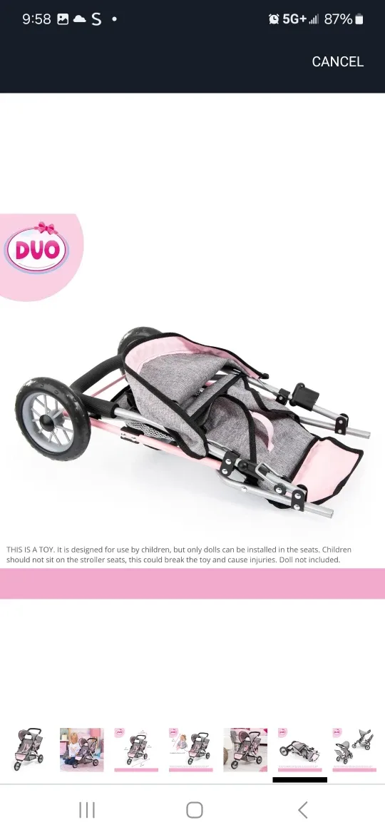 Grey & Pink Toy Stroller image indicator(7)